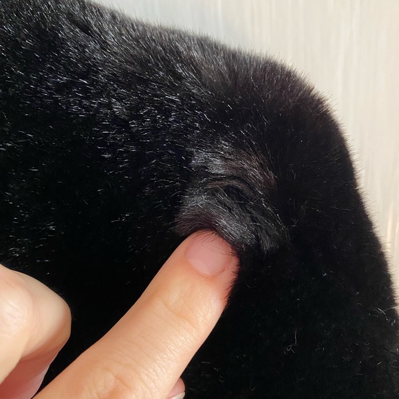 Lauren Ralph Lauren Black Faux Fur Swing Coat Size M - Picture 10 of 16